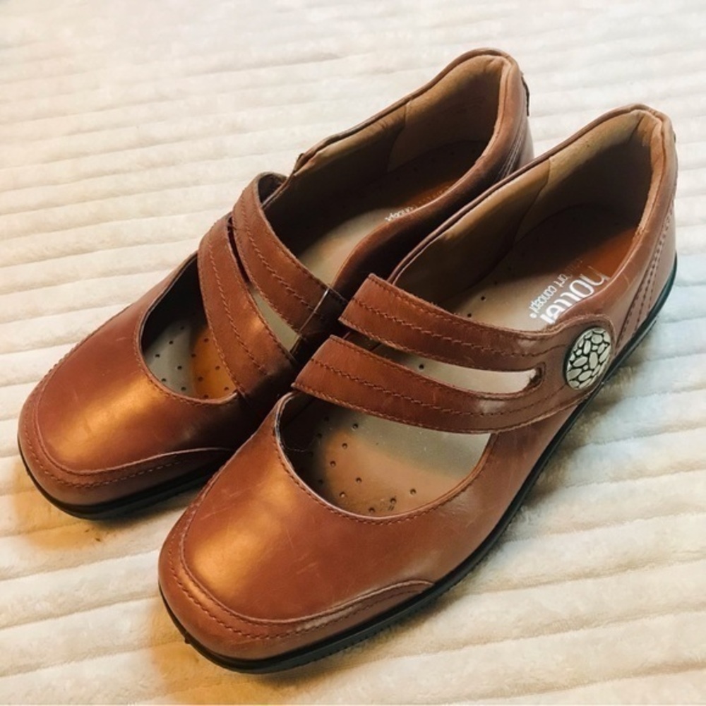 Hotter Comfort Concepts Melissa Brown Leather Mary Jane Loafer Shoes Size 8